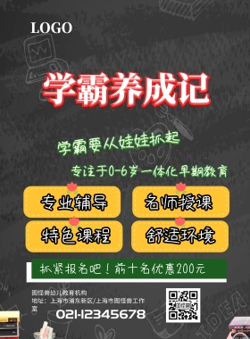 幼儿早期教育招生宣传海报