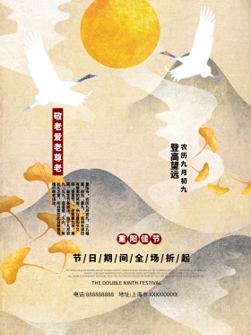 重阳节菊花浅灰色简约节日海报