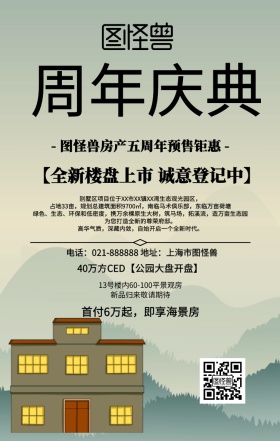 房产五周年宣传海报