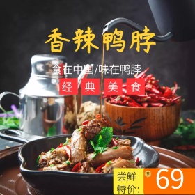 香辣鸭脖零食特产年货主图模板 鸭脖