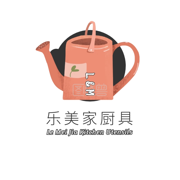 黑色红色水壶卡通插画厨房厨具logo