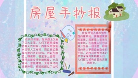 卡通创意扁平房屋手抄报海报