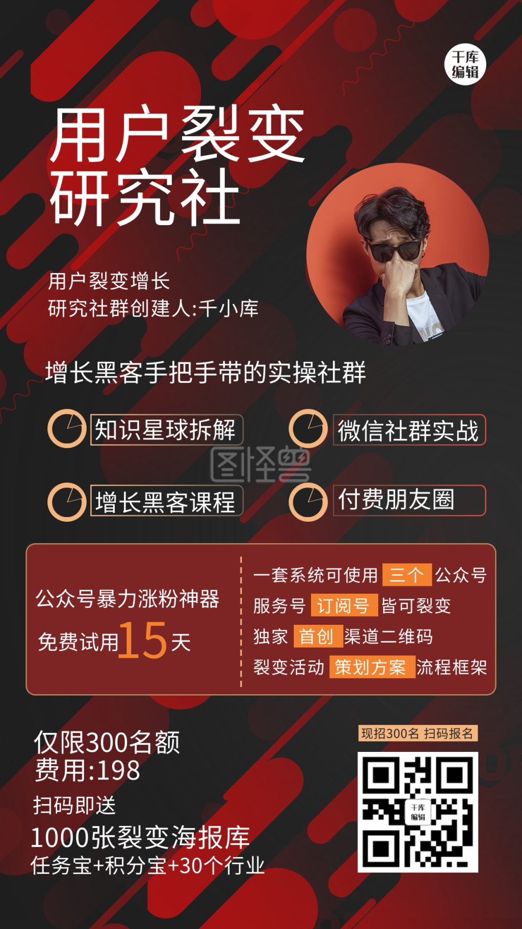 营销裂变几何红色大气海报