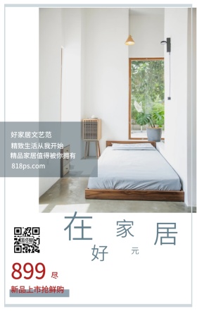 尽 在 好 家 居 元 899 好家居文艺范 新品上市抢鲜购 精致生活从我开始 818ps.com 精品家居值得被你拥有 家居家具装修居家促销手机海报