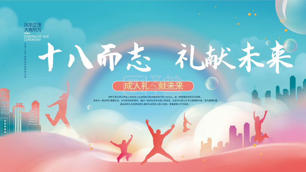 简约十八岁成人礼展板