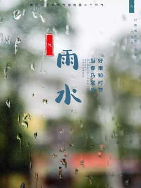 中国风二十四节气雨水海报设计