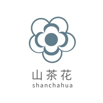 简单蓝灰色山茶花logo
