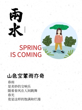 中国二十四节气海报雨水简约海报