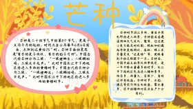 二十四节气手抄小报芒种黄色稻草