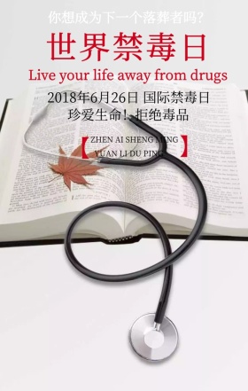 国际禁毒日宣传远离毒品黑色简约手机海报