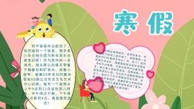 创意卡通扁平可爱寒假生活手抄报