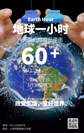 简约地球一小时海报