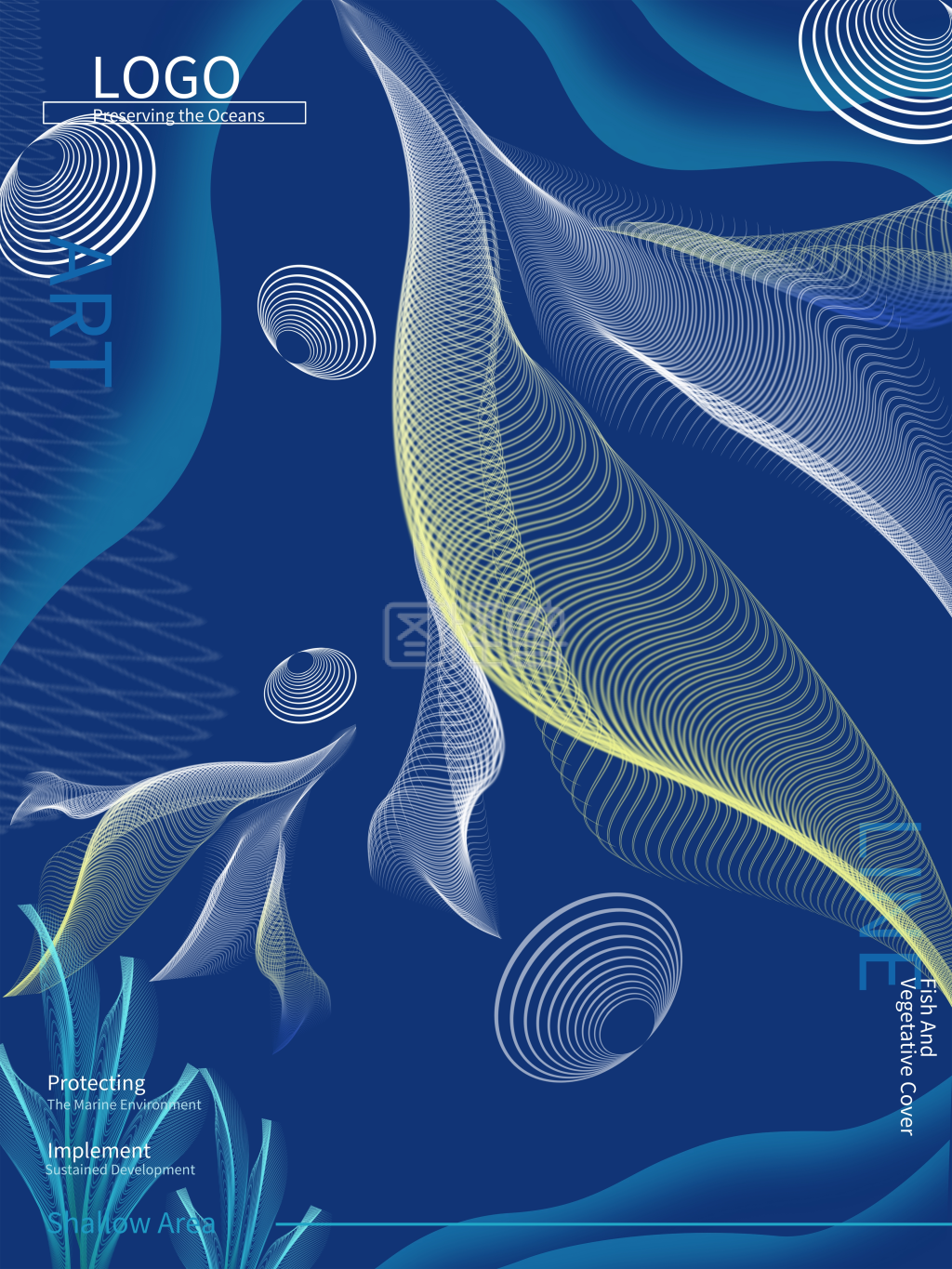 可对《线的艺术保护海洋环境公益宣传海报》进行在线ps图片编辑