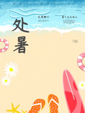 简约清新二十四节气之处暑节气海报