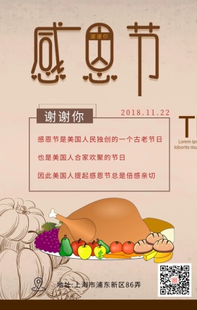 感恩节火鸡简约科普海报