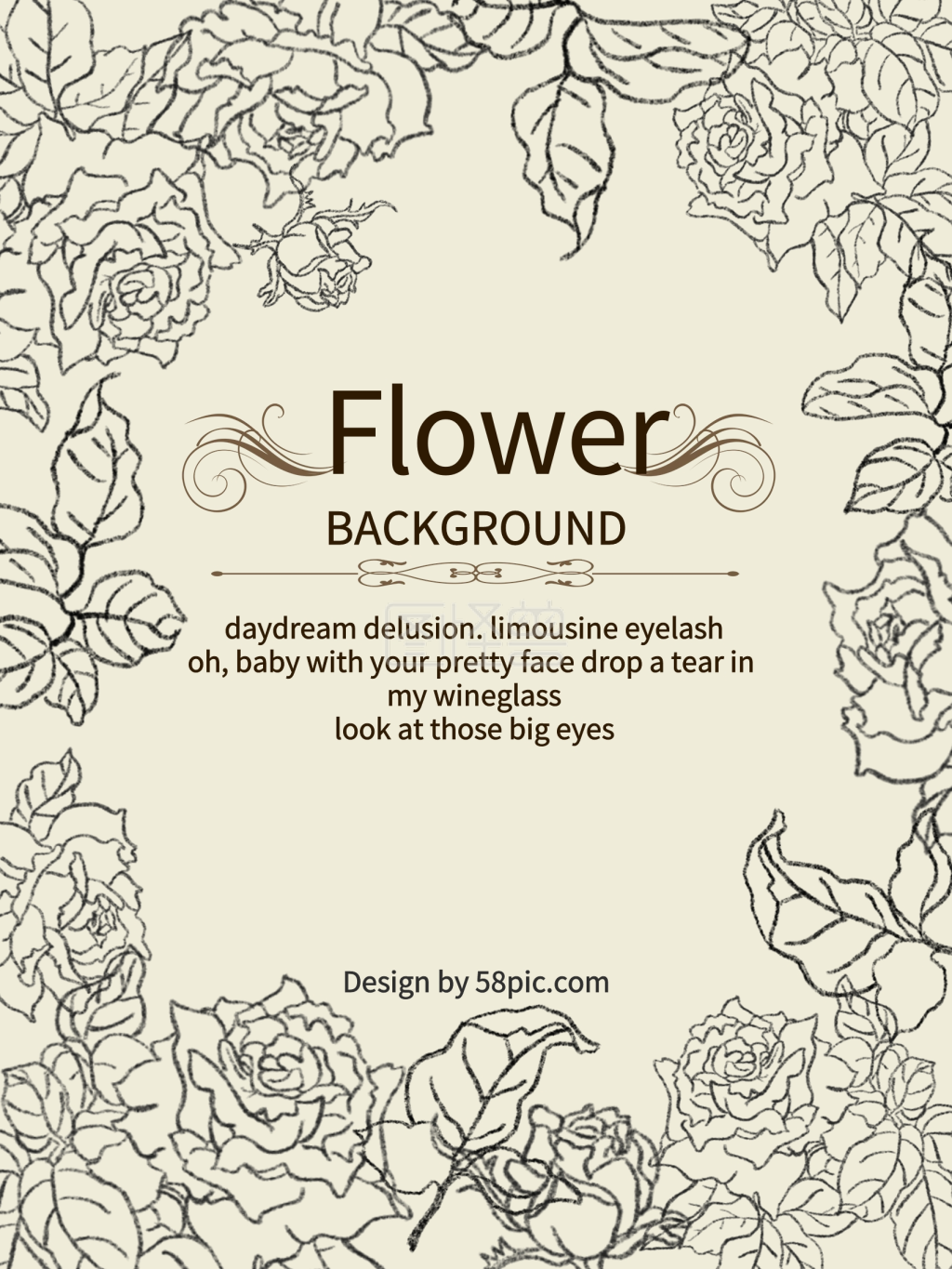 复古高雅单色玫瑰藤蔓装饰