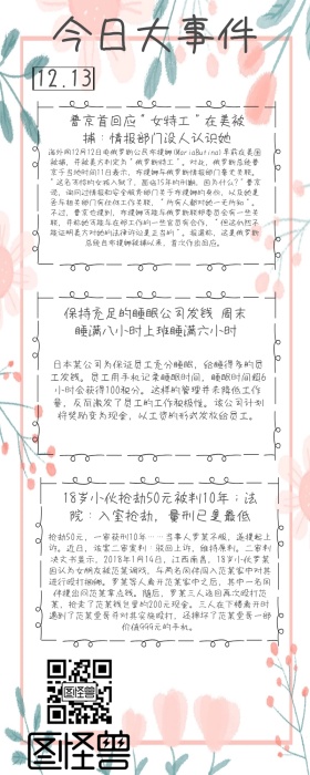 今日大事件新闻蓝色花朵营销长图