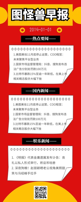 早报红色简约营销创意营销长图