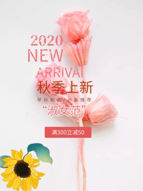 黄色简约秋季促销海报图片设计