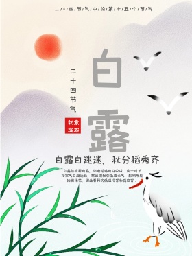 二十四节气之白露清新海报天气配图