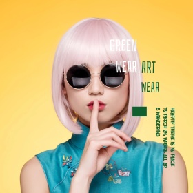 墨绿色简约时尚复古女装摄影公众号配图