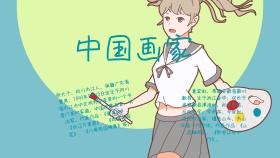 卡通创意扁平可爱中国画家手抄报