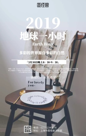 简约大气地球一小时海报