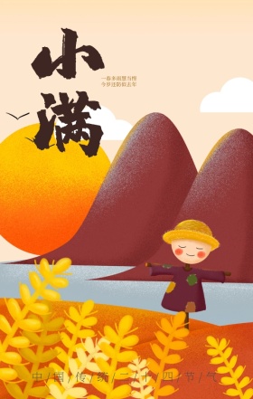 中国传统节气小满稻谷海报