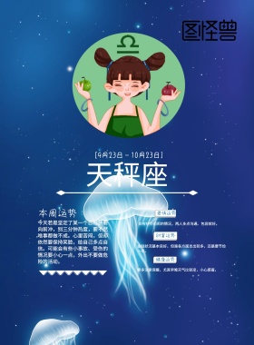 星座运势+手机海报+运势+天秤座+星空