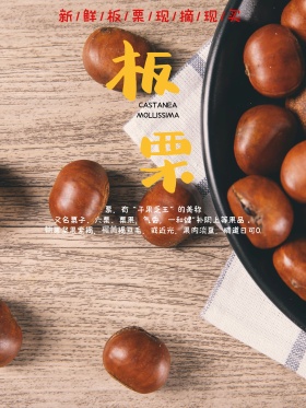 创意字体简约大气板栗美食海报设计