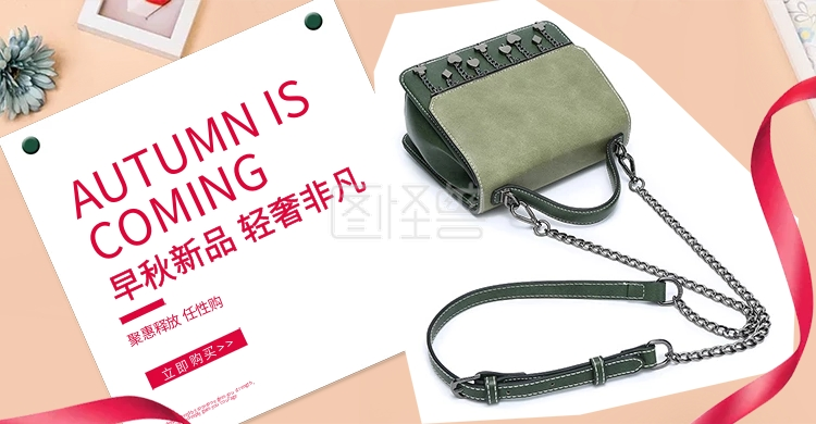 女士单肩包包包海报优雅清新风轮播