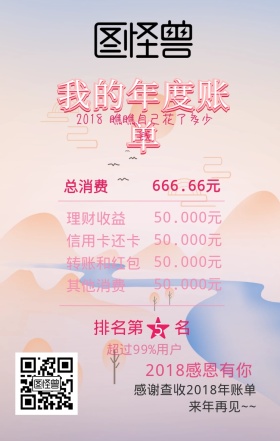 2018年度账单粉色孟菲斯风手机海报
