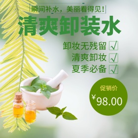 电商淘宝天猫化妆品护肤品绿色大自然阳光小清新美妆护肤主图模板钻展直通车