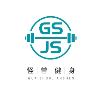 健身器logo简约绿色圆形杠铃运动