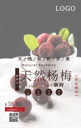 杨梅水果促销手机海报