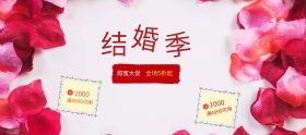 心形气球秋季婚博会淘宝电商banner海报粉红心心泡泡