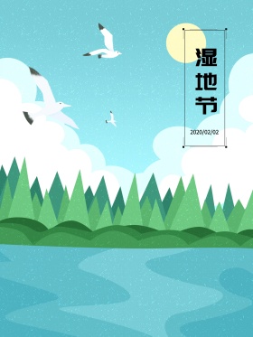 小清新几何原创插画湿地节海报
