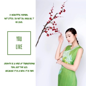 绿色时尚荷叶女郎礼服摄影公众号配图