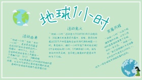 绿色清新地球1小时手抄报