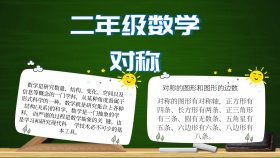 蓝色卡通二年级数学小报对称