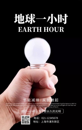 地球一小时蓝色地球节能环保海报