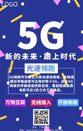 简约5G网络时代来临海报