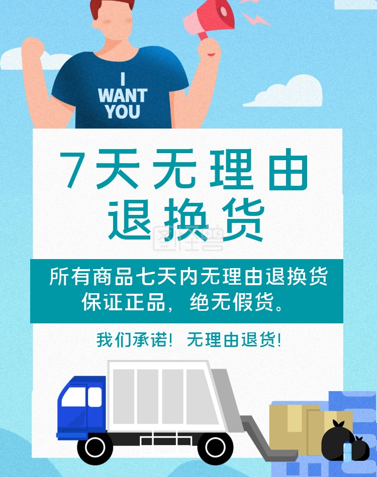 7天无理由退换货创意竖版海报 可商用 图片素材参数 关键词:7天无理由