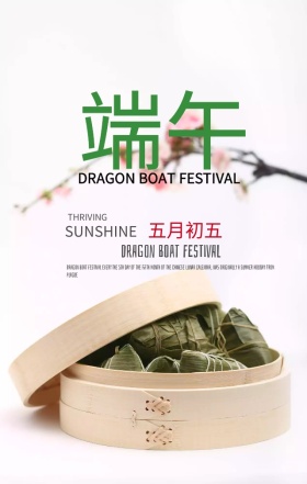 端午节粽叶情龙舟水彩清新手机海报