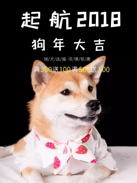 起航2018狗年大吉清新促销海报设计狗年插画