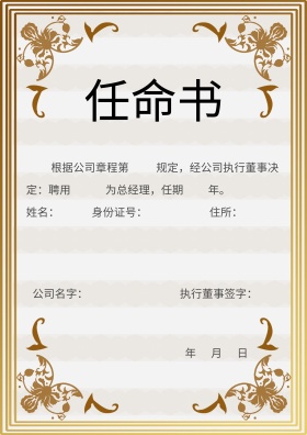 欧式大气简约任命书