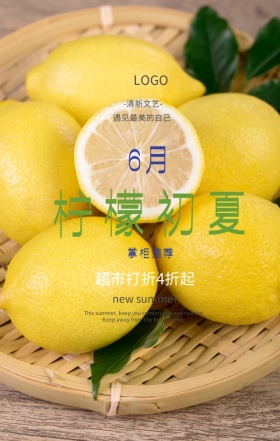 清新文艺唤醒初夏超市折扣手机海报