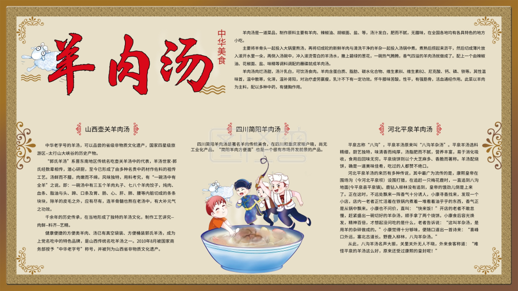 羊肉汤美食介绍展板