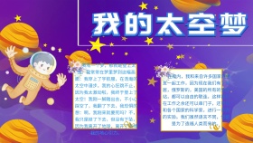 卡通蓝色创意科学我的太空梦手抄报海报