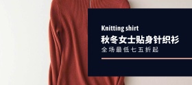 女士针织衫粉色墨蓝简约移动端banner